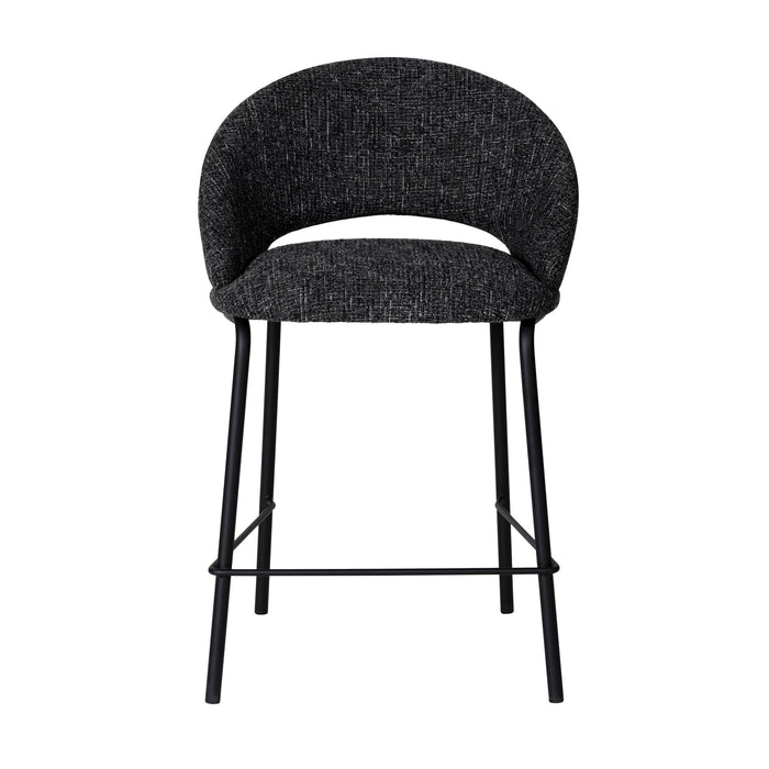 Set of 2 - Harrington Black Bar Stool - Field Charcoal