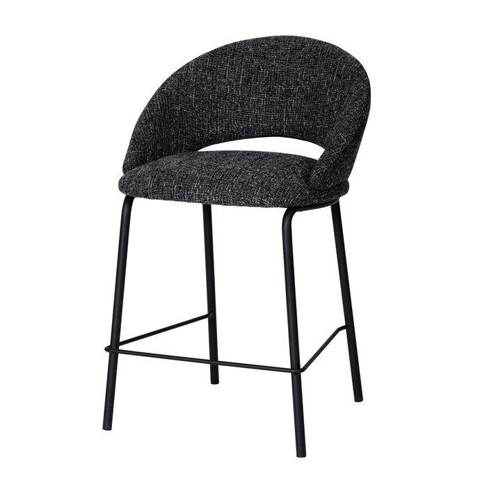 Set of 2 - Harrington Black Bar Stool - Field Charcoal