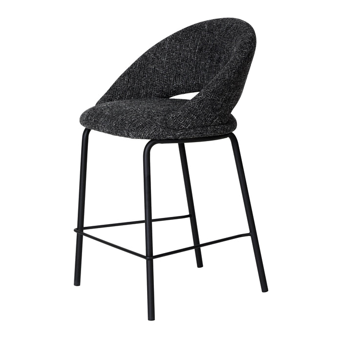 Set of 2 - Harrington Black Bar Stool - Field Charcoal