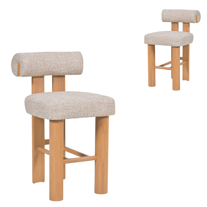 Set of 2 - Remy Natural Barstool - Pale Beige