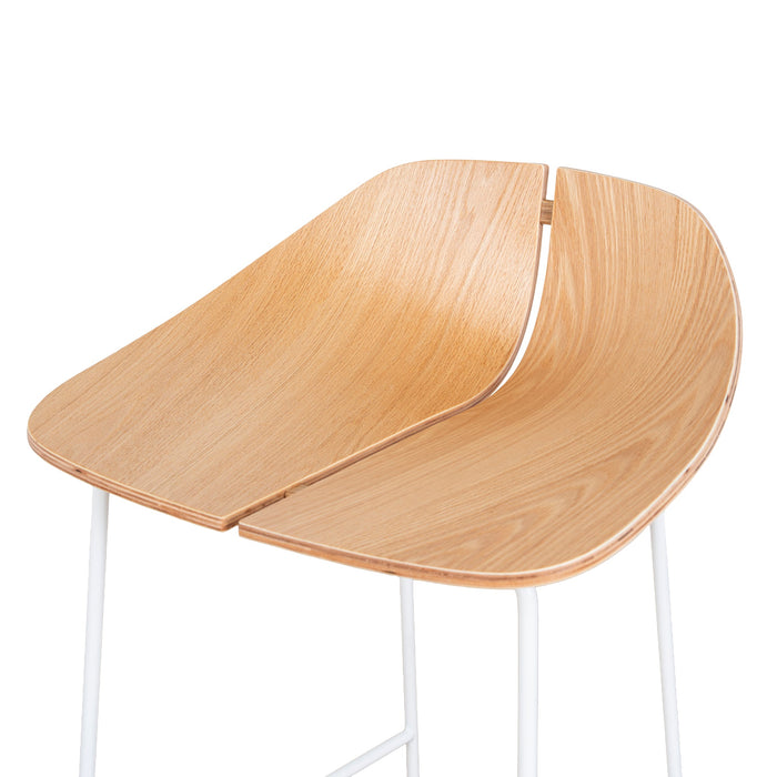 Breeze 65cm Matte White Bar Stool - Natural