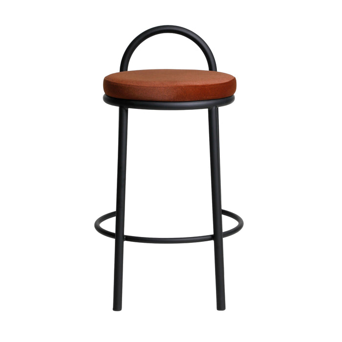 Set of 2 - Mclean 65cm Black Frame Bar Stool - Burnt Brown