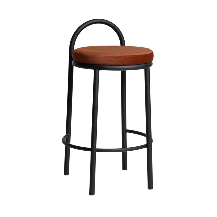 Set of 2 - Mclean 65cm Black Frame Bar Stool - Burnt Brown