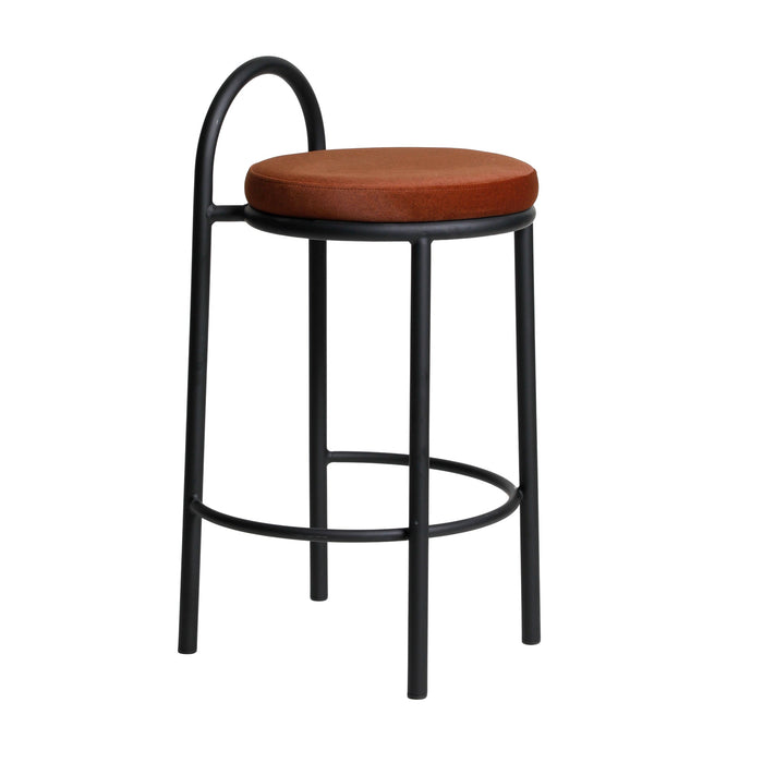 Set of 2 - Mclean 65cm Black Frame Bar Stool - Burnt Brown