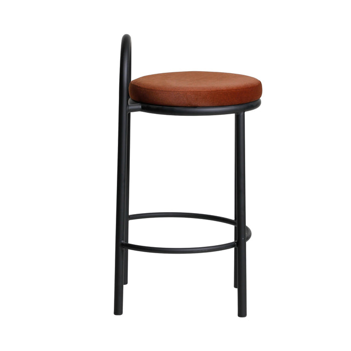 Set of 2 - Mclean 65cm Black Frame Bar Stool - Burnt Brown