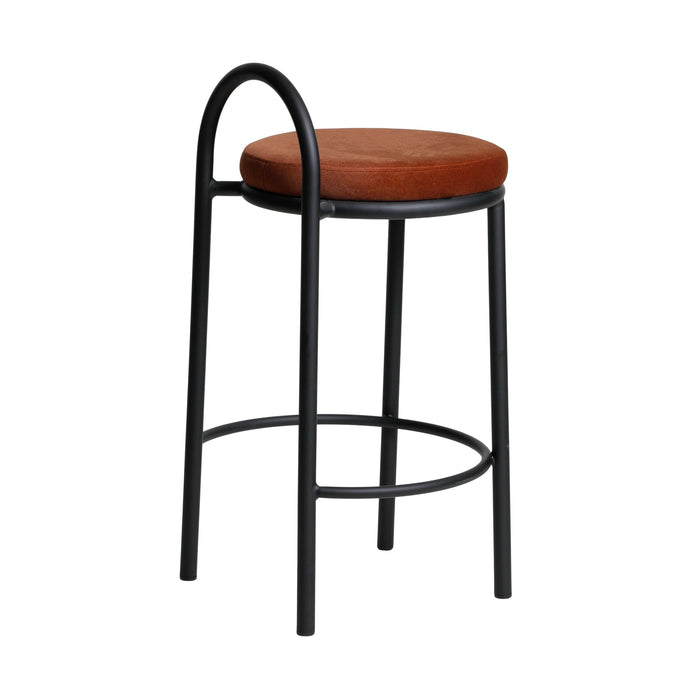 Set of 2 - Mclean 65cm Black Frame Bar Stool - Burnt Brown