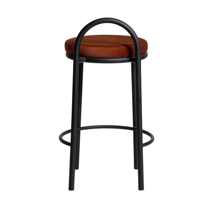 Set of 2 - Mclean 65cm Black Frame Bar Stool - Burnt Brown