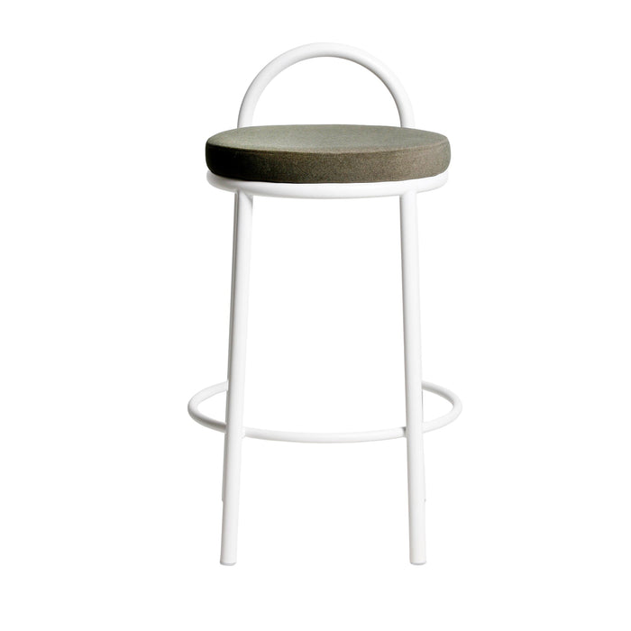 Set of 2 - Mclean 65cm White Frame Bar Stool - Dark Moss Green