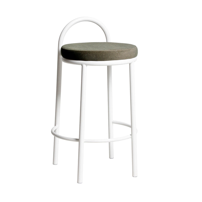 Set of 2 - Mclean 65cm White Frame Bar Stool - Dark Moss Green