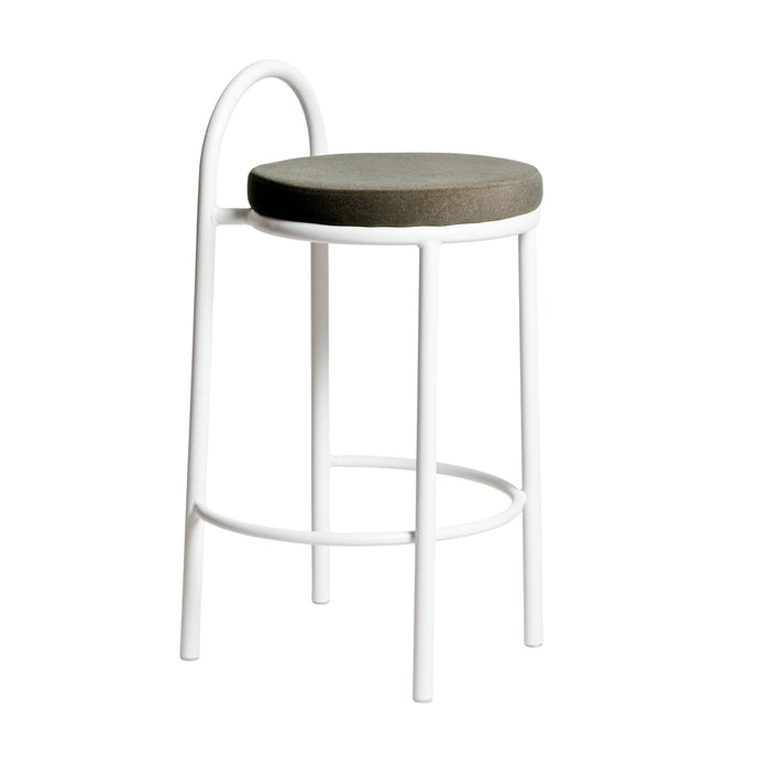 63cm White Frame Bar Stool - Dark Moss Green (Set of 2)