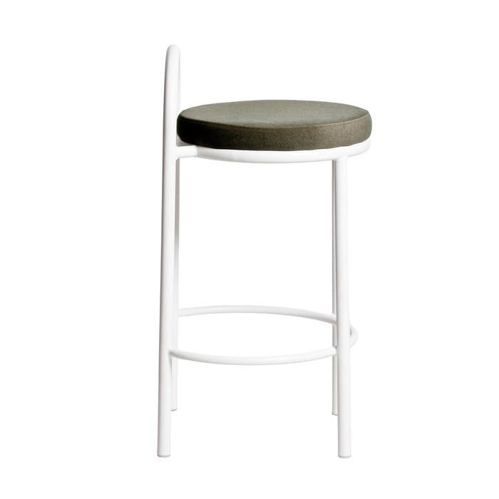 Set of 2 - Mclean 65cm White Frame Bar Stool - Dark Moss Green