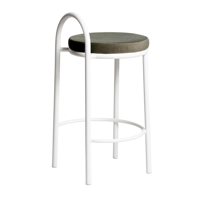 63cm White Frame Bar Stool - Dark Moss Green (Set of 2)