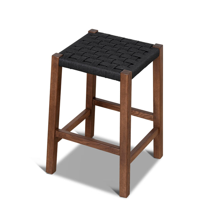 Jolen 65cm Rattan Bar Stool - Walnut