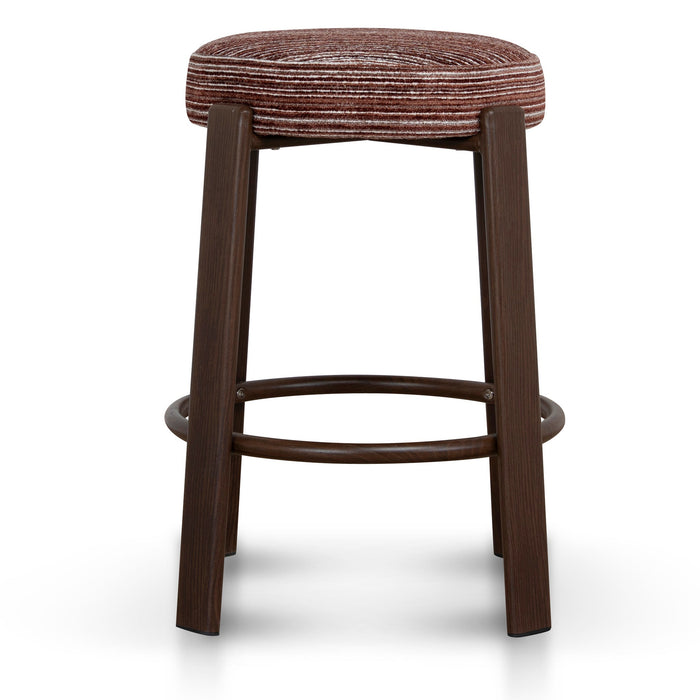 Aubrelle Walnut Barstool - Burgundy Stripe