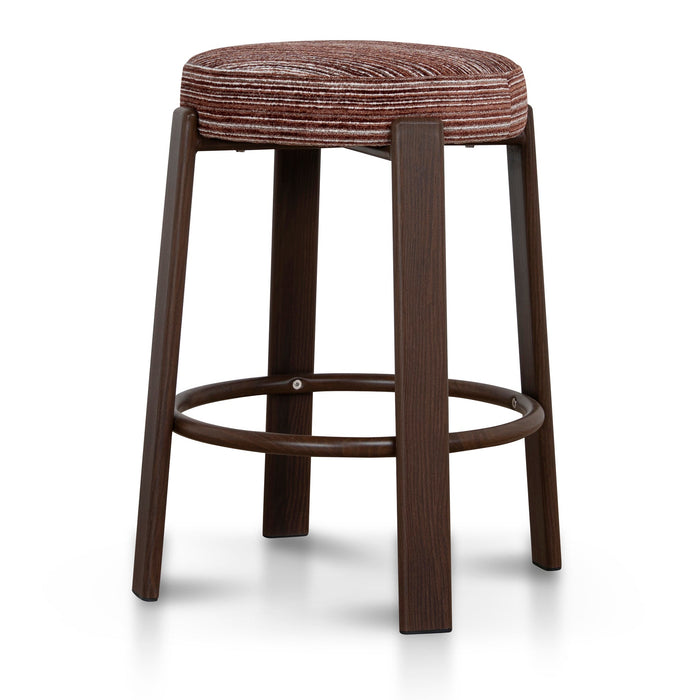 Aubrelle Walnut Barstool - Burgundy Stripe