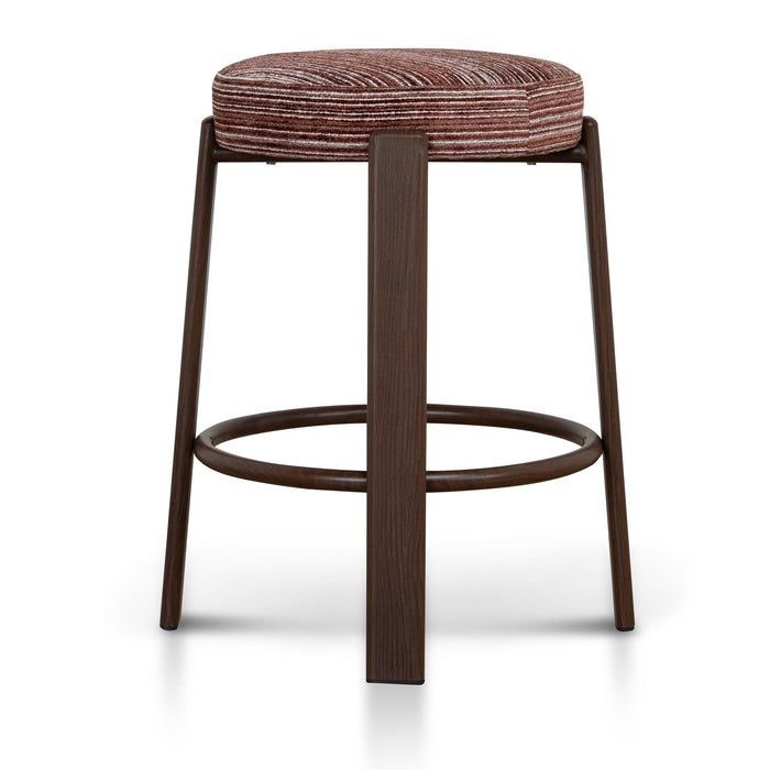 Aubrelle Walnut Barstool - Burgundy Stripe
