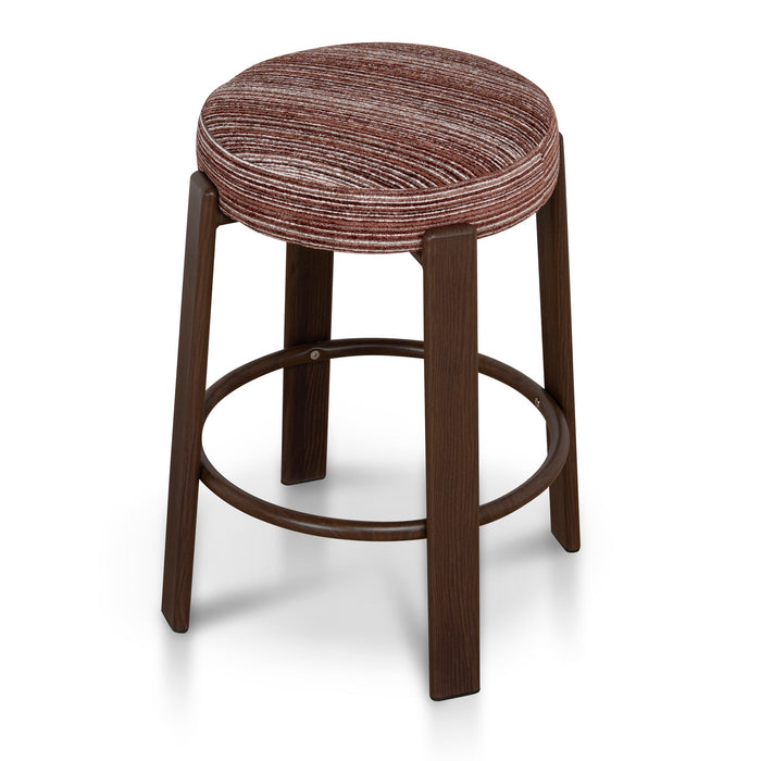 Aubrelle Walnut Barstool - Burgundy Stripe