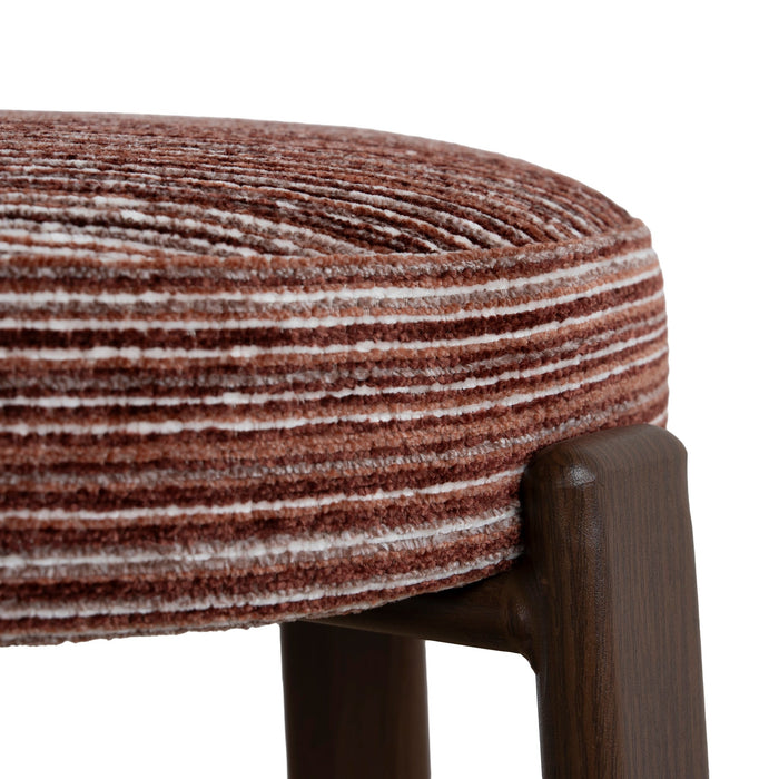 Aubrelle Walnut Barstool - Burgundy Stripe