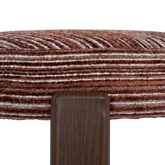Aubrelle Walnut Barstool - Burgundy Stripe
