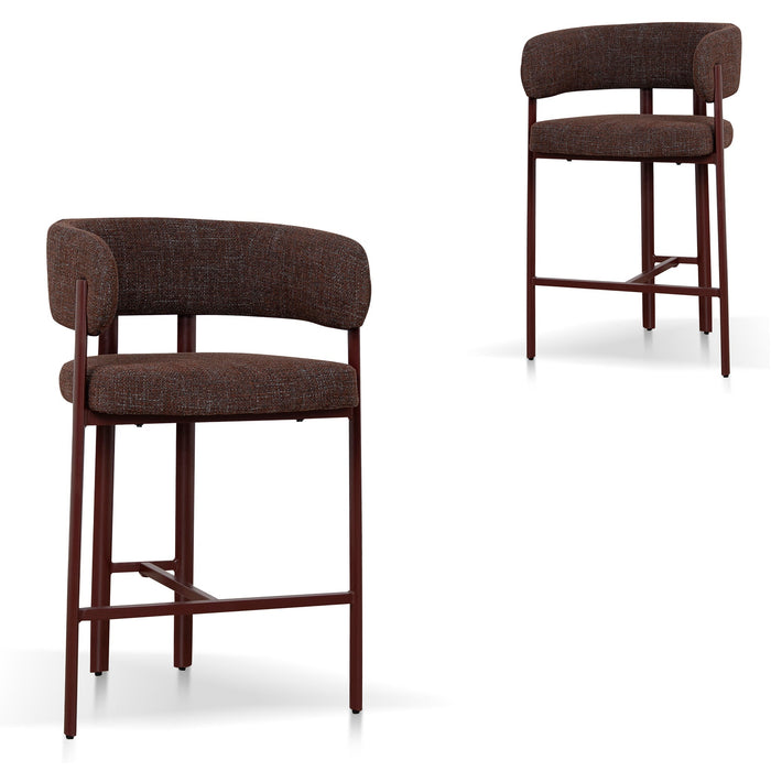 Set of 2 - Elvika Red Barstool - Moss Brown