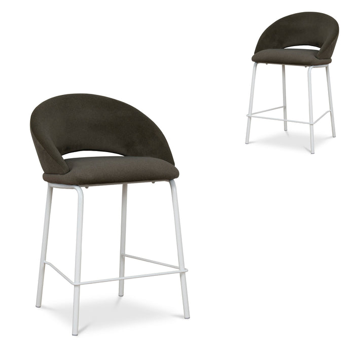 Harrington White Bar Stool - Dark Moss Green (Set of 2)