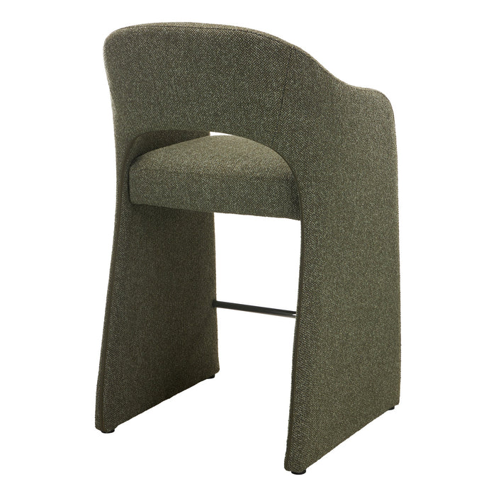Valtero 65cm Fabric Bar Stool - Twill Green (Set of 2)