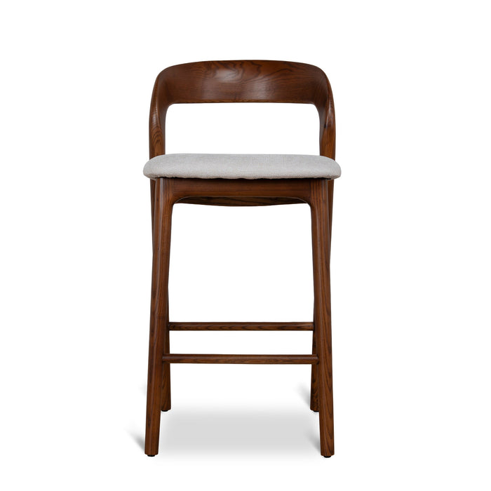 Marlow 65cm Walnut Bar Stool - Naxos Beige