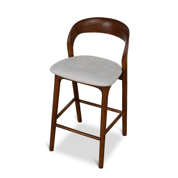 Marlow 65cm Walnut Bar Stool - Naxos Beige
