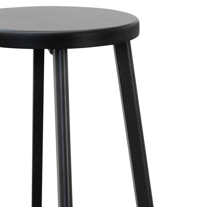 CBS2941-NH 46cm Wooden Seat Low Stool - Full Black (Set of 2)