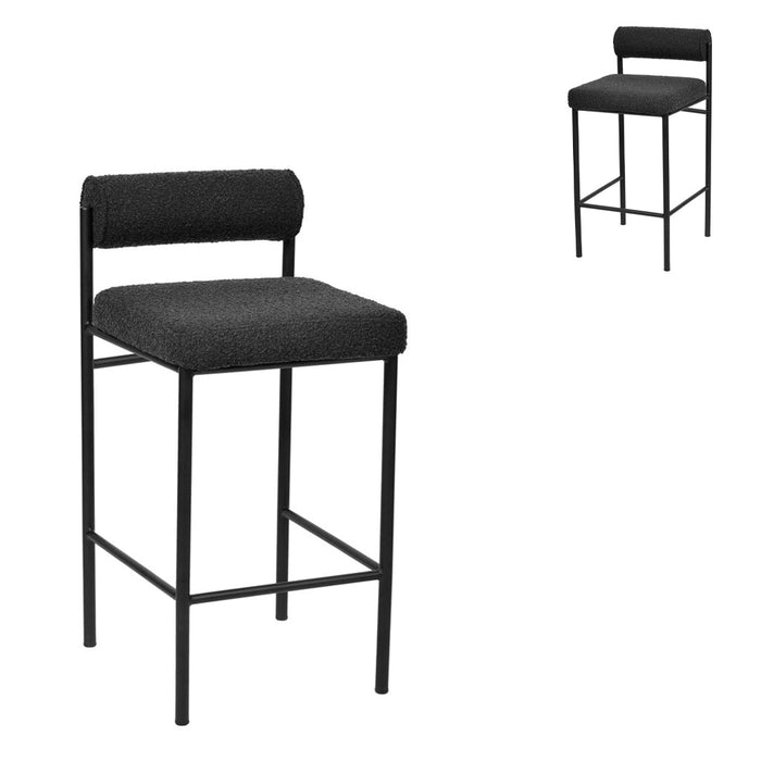 CBS8170-FH 65cm Bar Stool - Black Boucle (Set of 2)