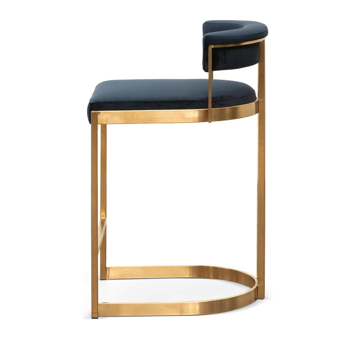 CBS6273-BS Indigo Velvet Bar Stool - Golden Base