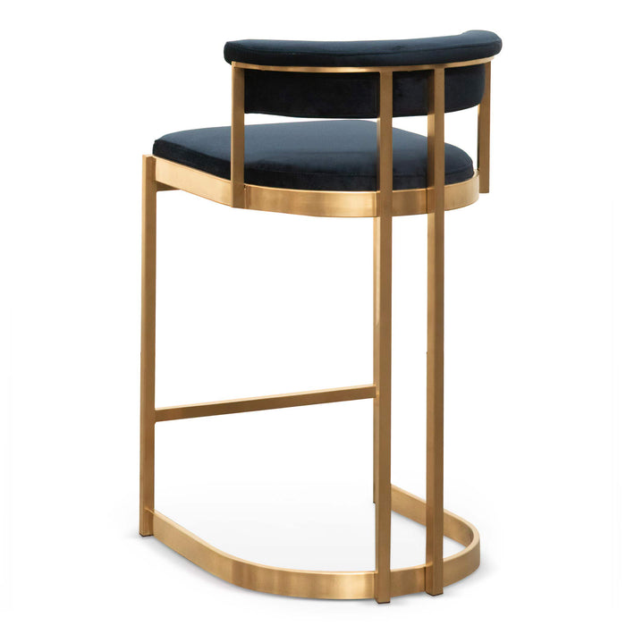 CBS6273-BS Indigo Velvet Bar Stool - Golden Base