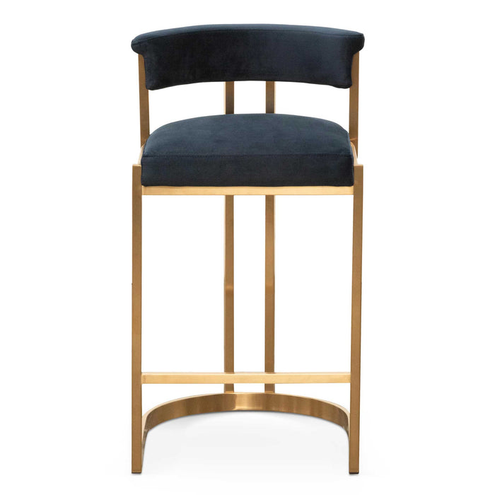 CBS6273-BS Indigo Velvet Bar Stool - Golden Base