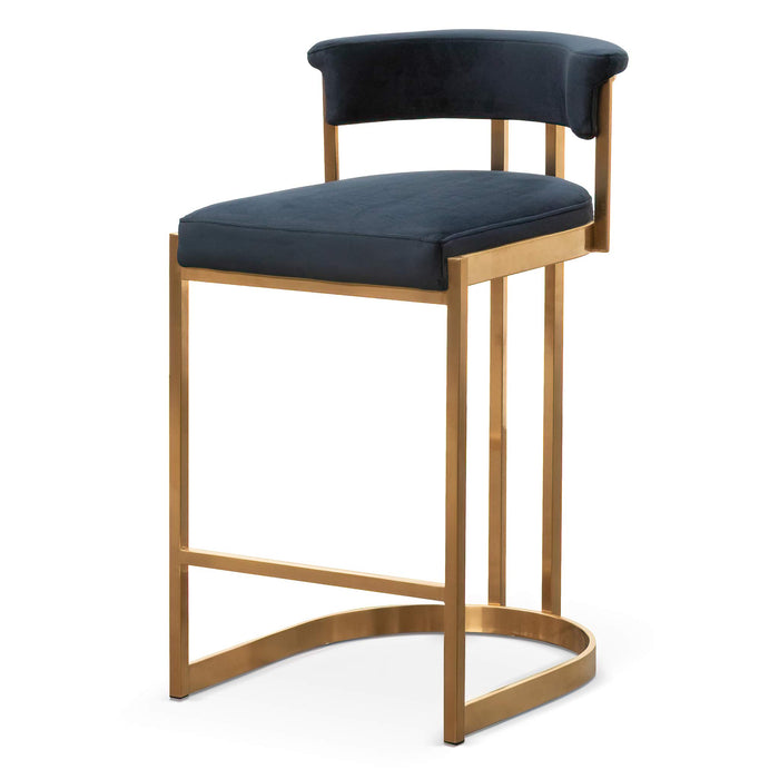 CBS6273-BS Indigo Velvet Bar Stool - Golden Base