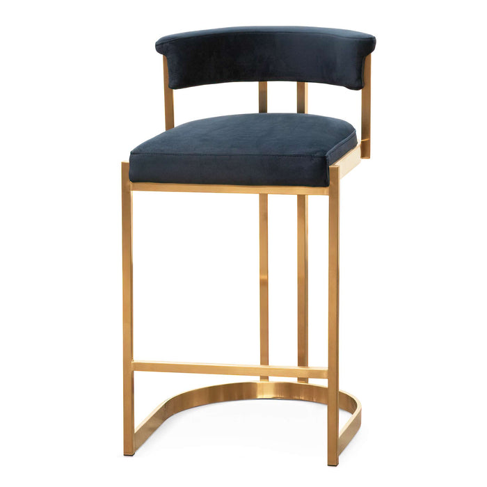 CBS6273-BS Indigo Velvet Bar Stool - Golden Base