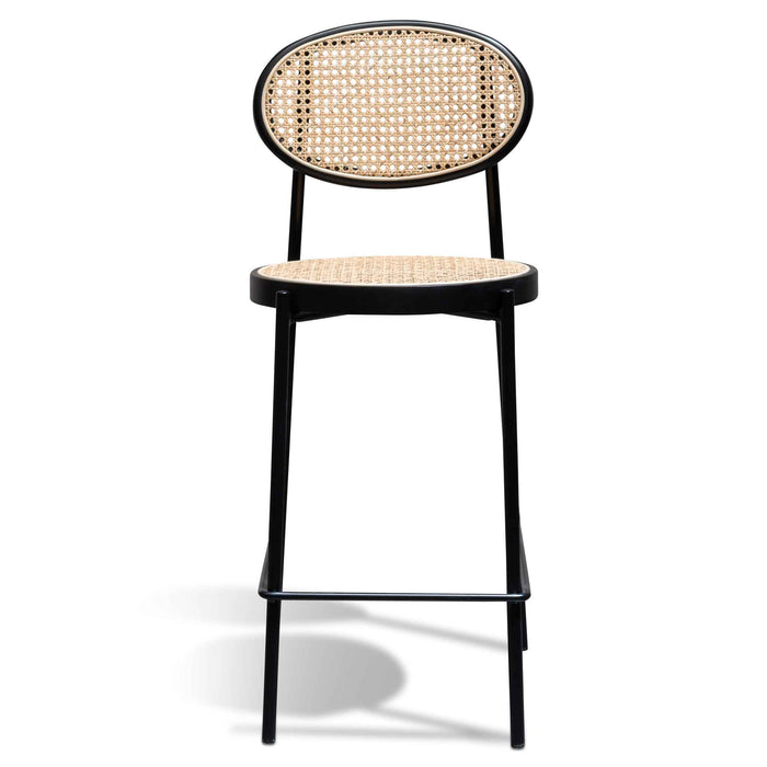 CBS6386-SD 65cm Natural Rattan Bar Stool - Black (Set of 2)