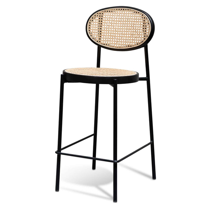 CBS6386-SD 65cm Natural Rattan Bar Stool - Black (Set of 2)