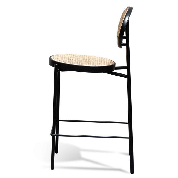 CBS6386-SD 65cm Natural Rattan Bar Stool - Black (Set of 2)