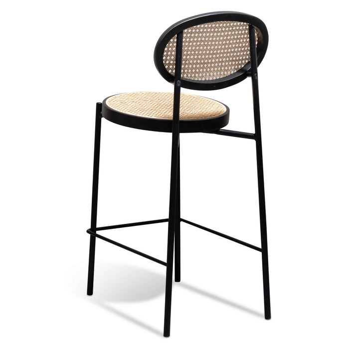 CBS6386-SD 65cm Natural Rattan Bar Stool - Black (Set of 2)