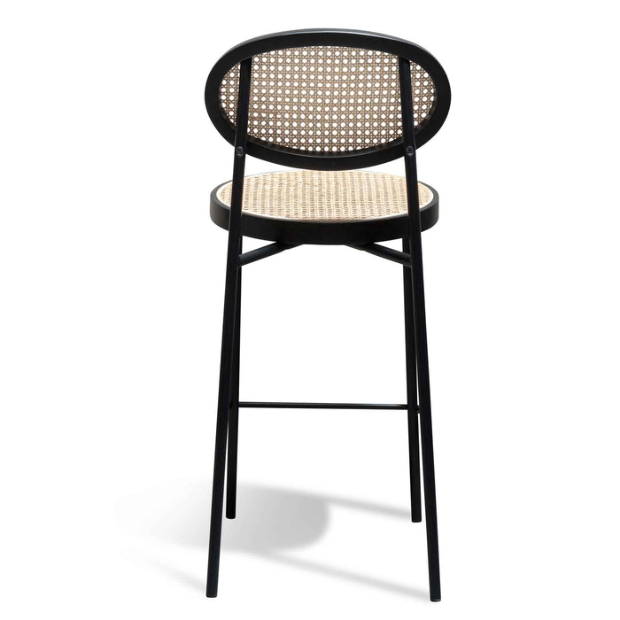 CBS6386-SD 65cm Natural Rattan Bar Stool - Black (Set of 2)