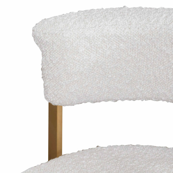 CBS6674-BS Daisy White Boucle Bar Stool - Golden Base