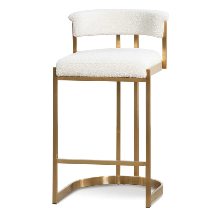 CBS6674-BS Daisy White Boucle Bar Stool - Golden Base