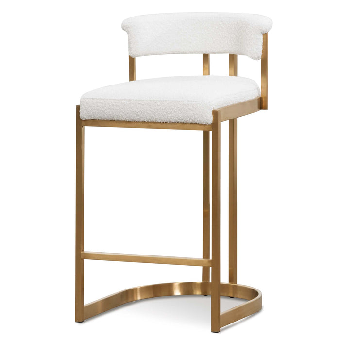 CBS6674-BS Daisy White Boucle Bar Stool - Golden Base