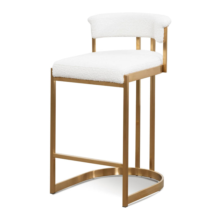 CBS6674-BS Daisy White Boucle Bar Stool - Golden Base