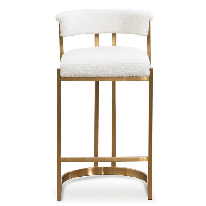 CBS6674-BS Daisy White Boucle Bar Stool - Golden Base