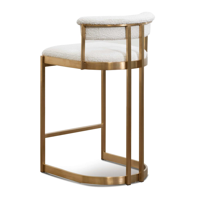 CBS6674-BS Daisy White Boucle Bar Stool - Golden Base