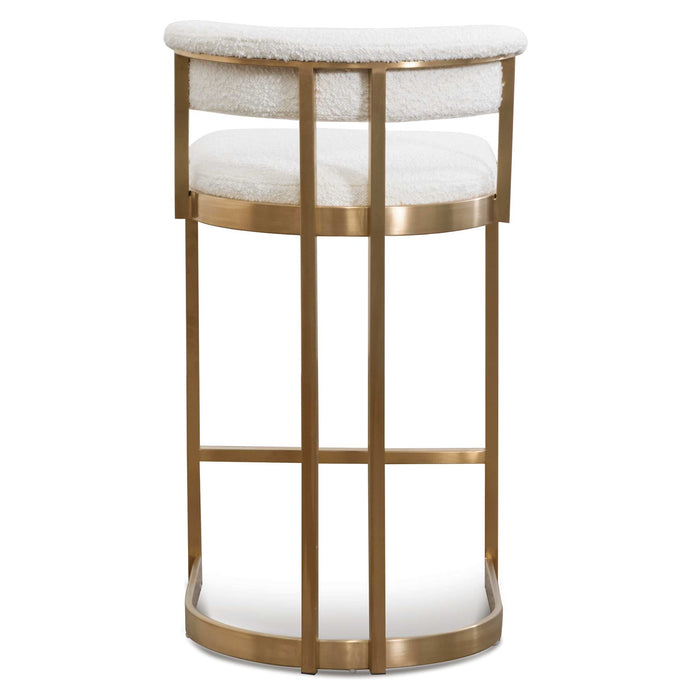 CBS6674-BS Daisy White Boucle Bar Stool - Golden Base