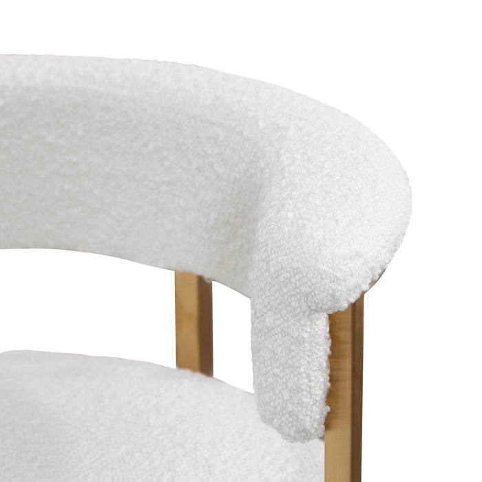 CBS6674-BS Daisy White Boucle Bar Stool - Golden Base