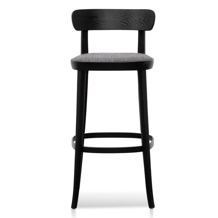 CBS8190-SD 65cm Fabric Bar Stool - Black with Pepper Grey Seat (Set Of 2)