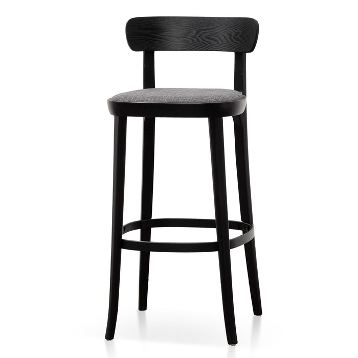 CBS8190-SD 65cm Fabric Bar Stool - Black with Pepper Grey Seat (Set Of 2)